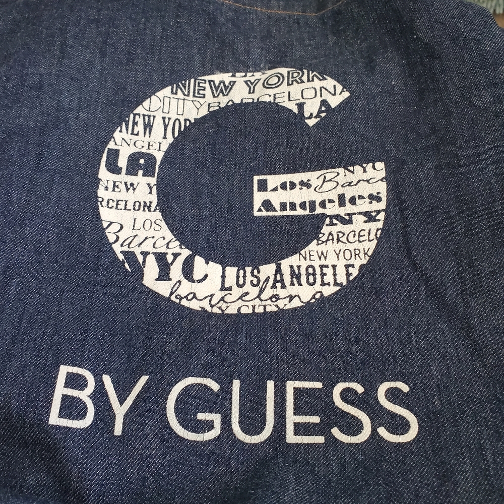 Guess Denim Large Shopping Beach Pool Tote Diaper Bag Boxed Bottom - Picture 3 of 8